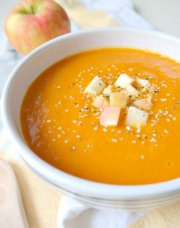 Garnished Squash apple carrot soup